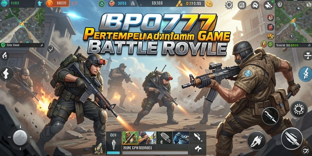 Screenshot dari BPO777 menampilkan pemain dalam aksi pertempuran Battle Royale.