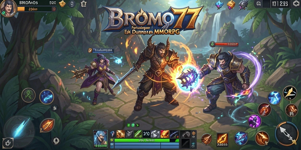 Screenshot gameplay BROMO77 dengan aksi pertempuran yang mendebarkan.