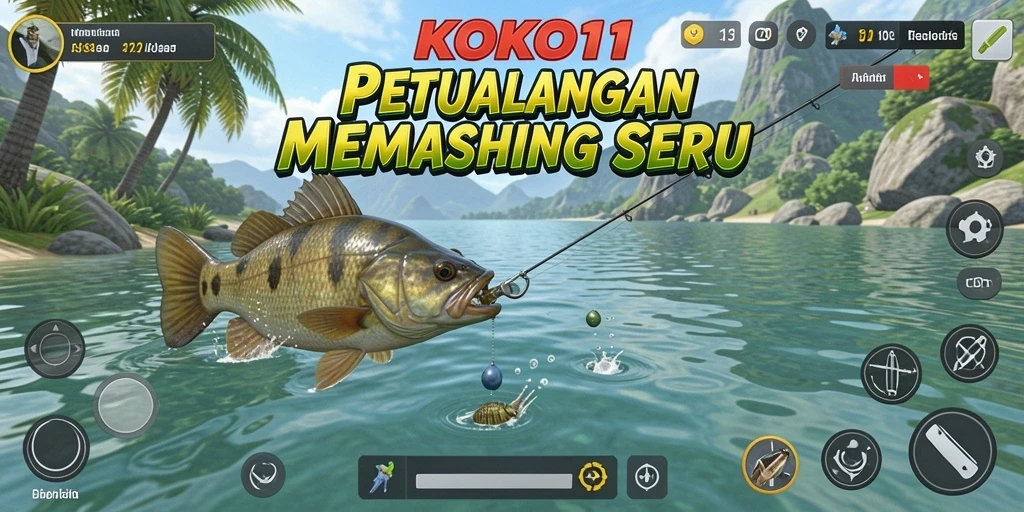 Screenshot utama KOKO11 menampilkan momen memancing yang epik.
