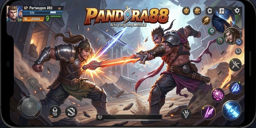 Tampilan gameplay aksi yang mendebarkan dari PANDORA88.