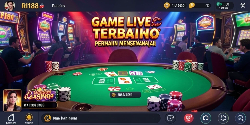 Tangkapan layar dari gameplay Live Casino yang menegangkan di RI188.