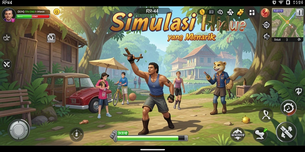 Screenshot RR44 menampilkan karakter dalam momen interaksi sosial yang seru.