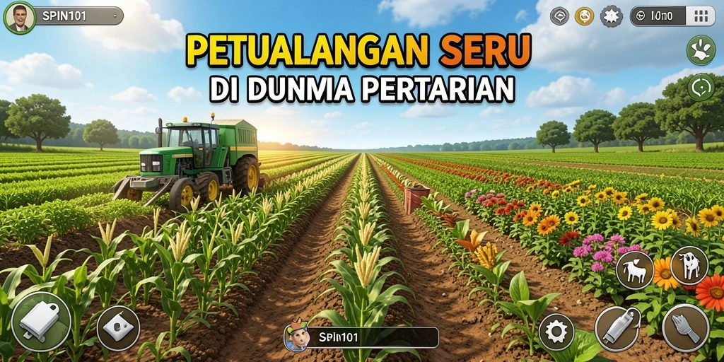 Tampilan gameplay SPIN101 dengan aktivitas bertani yang seru.