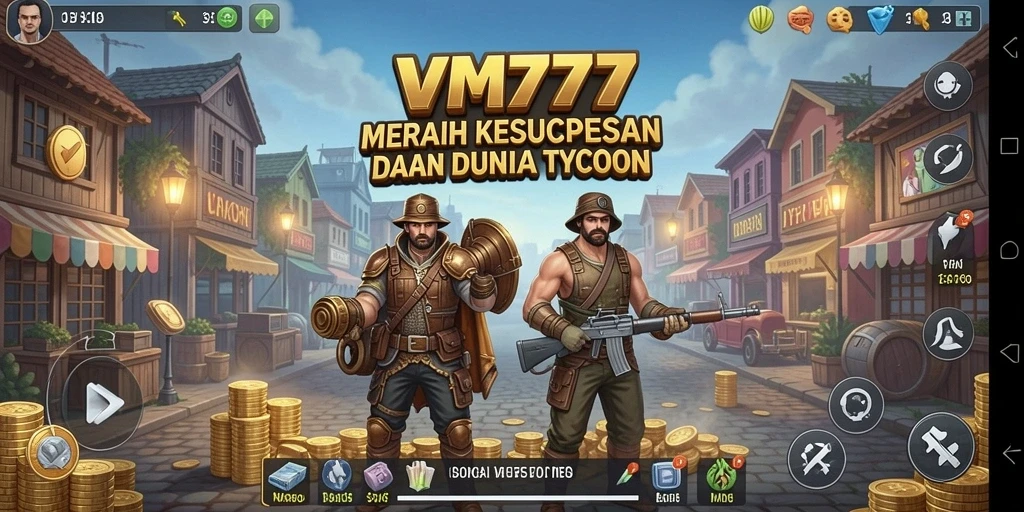 Tangkapan layar gameplay VM777 yang menunjukkan pengelolaan bisnis yang dinamis.