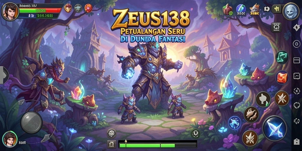Screenshot gameplay ZEUS138 menampilkan karakter menjelajahi dunia fantasi.